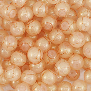 4 mm glaskralen met glitters Coral orange-gold