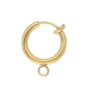 Roestvrij stalen (RVS) Stainless steel onderdelen clipoorbellen creolen met oogje 14mm Gold