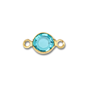 Roestvrij stalen (RVS) stainless steel onderdelen tussenstuk rond Gold-aquamarine blue