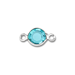 Roestvrij stalen (RVS) stainless steel onderdelen tussenstuk rond Silver-aquamarine blue