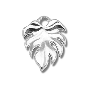 Roestvrij stalen (RVS) Stainless steel bedels blad Silver