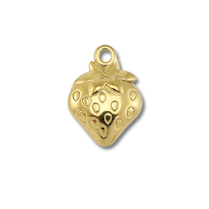 Roestvrij stalen (RVS) Stainless steel bedels aardbei Gold