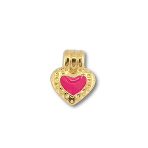 Bedels DQ metaal hart Goud (nikkelvrij)-magenta