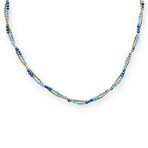 Roestvrij stalen (RVS) Stainless steel kettingen top facet kralen Gold-blue-dark blue