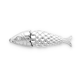 Roestvrij stalen (RVS) Stainless steel bedels vis Silver-transparent