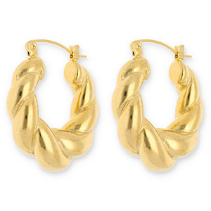 Roestvrij stalen (RVS) Stainless steel oorbellen / creolen twisted Gold