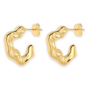 Roestvrij stalen (RVS) Stainless steel oorbellen / oorstekers irregular Gold
