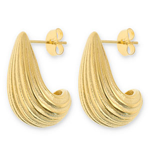 Roestvrij stalen (RVS) Stainless steel oorbellen / oorstekers druppel Gold