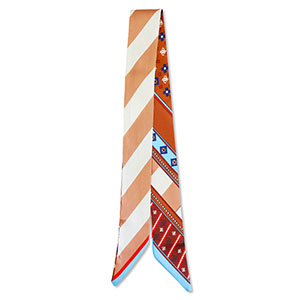 Bandana sjaal met schuine lijnen Brown-light blue-red