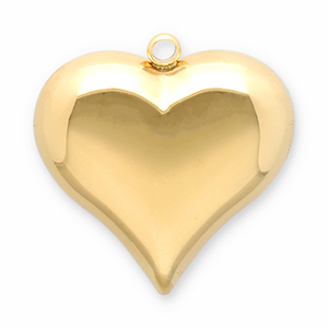 Roestvrij stalen (RVS) Stainless steel bedels hart Gold