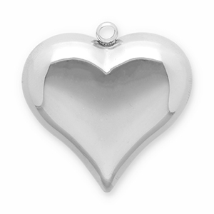 Roestvrij stalen (RVS) Stainless steel bedels hart Silver