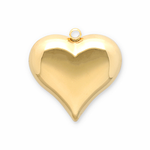 Roestvrij stalen (RVS) Stainless steel bedels hart Gold