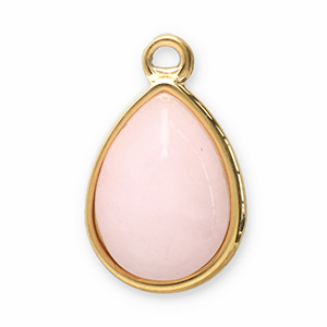 Roestvrij stalen (RVS) Stainless steel bedels natuursteen druppel Gold-pink