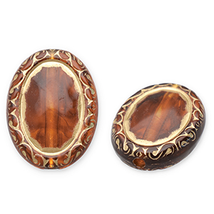 Acryl kralen ovaal Cognac brown-gold