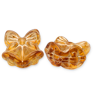 Acryl kralen strik met kerstklokken Cognac brown-gold