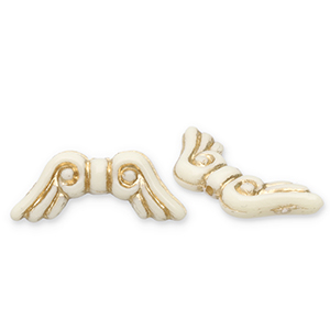 Acryl kralen angel wings Off white-gold