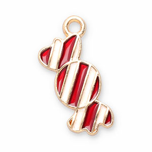 Bedels metaal snoepje Red-white-gold