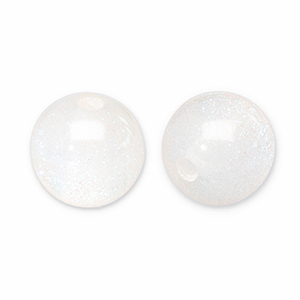 8 mm acryl kralen met glitter White-turquoise