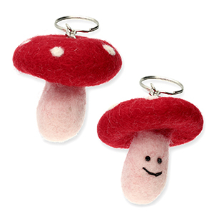 Sleutelhangers vilt paddenstoel Red-light pink