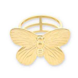 Roestvrij stalen (RVS) Stainless steel sjaal ringen vlinder Gold