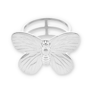 Roestvrij stalen (RVS) Stainless steel sjaal ringen vlinder Silver