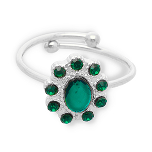 Roestvrij stalen (RVS) Stainless steel ringen Silver-dark green