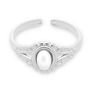 Roestvrij stalen (RVS) Stainless steel ringen parel Silver-white