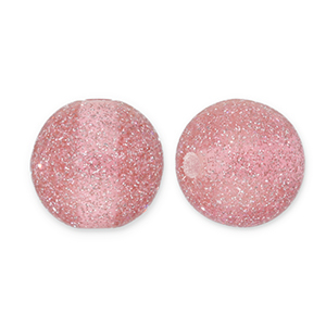 8 mm acryl kralen met glitter Mauve pink-silver