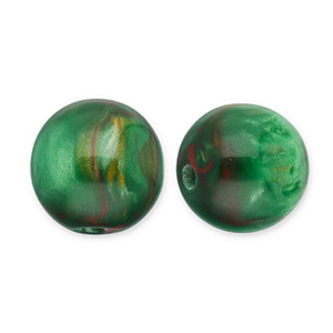Resin kralen met glitter 12mm Green-red