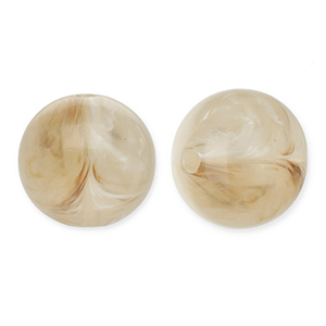12 mm acryl kralen rond Beige brown-white