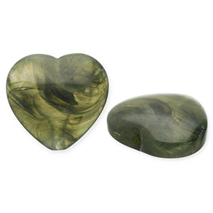 Acryl kralen hart Olive green