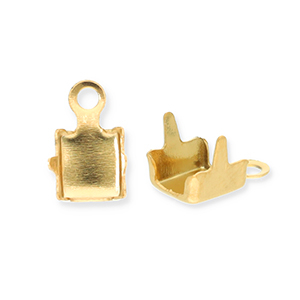 Roestvrij stalen (RVS) Stainless steel onderdelen eindkapjes voor strass chain 4mm Gold