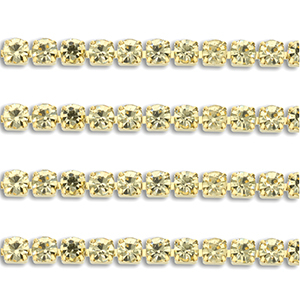 Roestvrij stalen (RVS) Stainless steel strass chain 4mm Gold-champagne