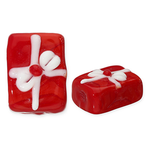 Glaskralen cadeau Red-white