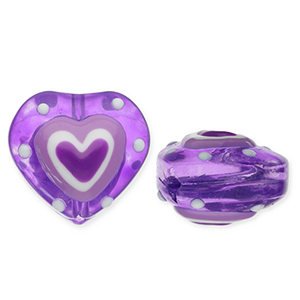Glaskralen hart Purple-white