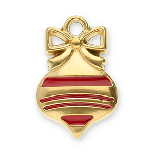 Roestvrij stalen (RVS) Stainless steel bedels kerstbal Gold-red