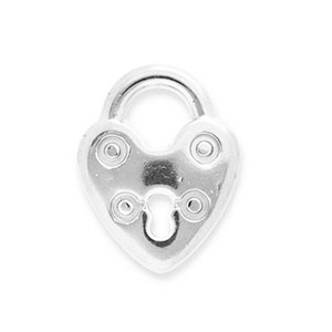 Roestvrij stalen (RVS) Stainless steel bedels slot hart Silver