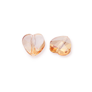 Fashion Facet kralen hart Peachy beige-pearl shine coating