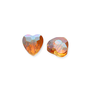 Fashion Facet kralen hart Flame orange-AB coating