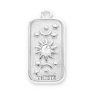 Roestvrij stalen (RVS) Stainless steel bedels zon, maan en sterren met strass Silver-transparent