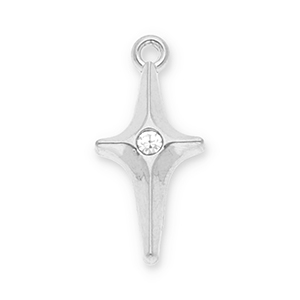 Roestvrij stalen (RVS) Stainless steel bedels ster met strass Silver-transparent
