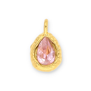 Roestvrij stalen (RVS) Stainless steel bedels druppel met facet Gold-light pink