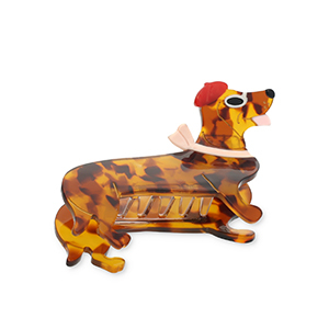 Haaraccessoires haarklem teckel met sjaal Brown-nude-red