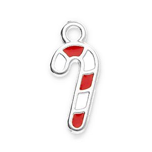 Bedels DQ metaal zuurstok Antiek zilver-white-red (Nikkelvrij)