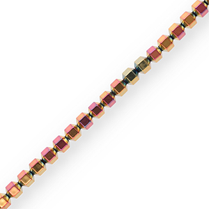 Hematite kralen hexagon Pink-yellow-AB coating