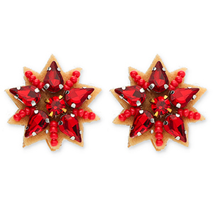 Trendy oorbellen / oorstekers ster Red-silver-brown