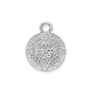 Bedels metaal rond met bloem Silver