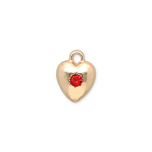Bedels metaal hart met strass Gold-red