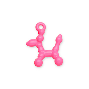 Bedels metaal ballon hond Neon pink