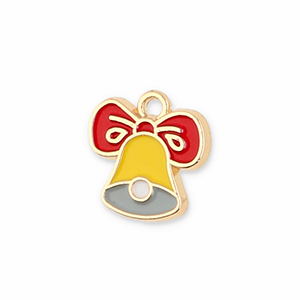 Bedels metaal kerstklok Gold-yellow-red-grey